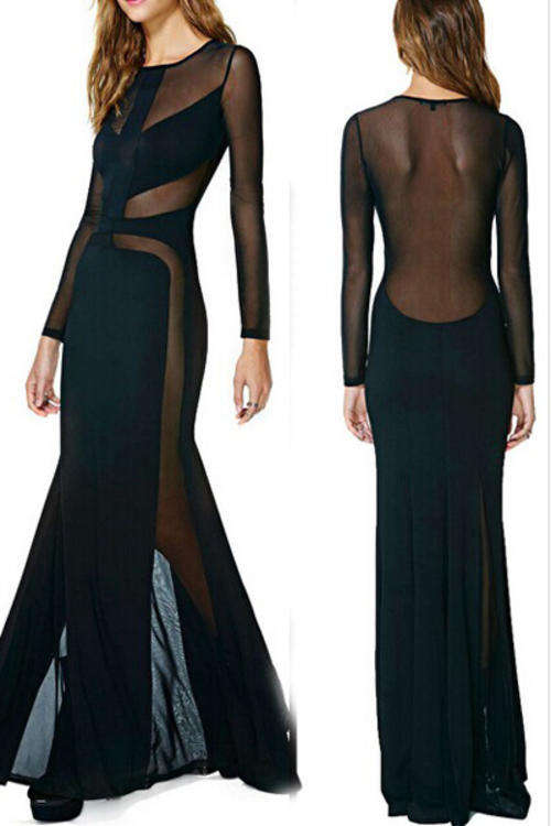 BEAUTIFUL BLACK MESH CUT OUTS DRESS